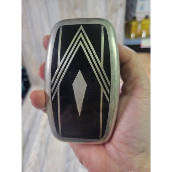 Pair Vintage Clothes Brushes, Art Deco Silver Tone with Black Inlay - Picture 3 of 5